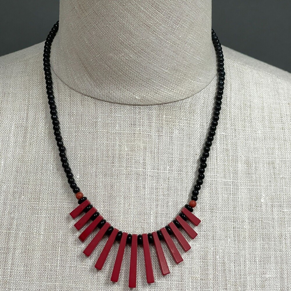 Black Red Beaded Beads‎ Women's Fashion Necklace